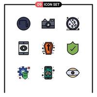 Set of 9 Modern UI Icons Symbols Signs for sign spy anti smartphone healthy Editable Vector Design Elements