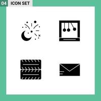 Pictogram Set of 4 Simple Solid Glyphs of moon vehicles decoration cradle email Editable Vector Design Elements