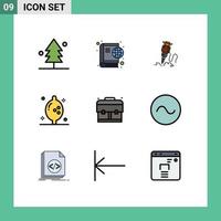 Set of 9 Modern UI Icons Symbols Signs for education lemon drill fruit tool Editable Vector Design Elements