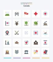 Creative Canada 25 paquete de iconos planos como hoja. otoño. la carretera. arce. Canadá vector