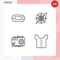 Mobile Interface Line Set of 4 Pictograms of console capture psp network aperture Editable Vector Design Elements