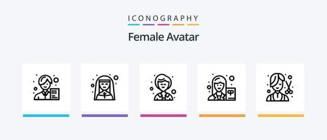Female Avatar Line 5 Icon Pack Including construction. leisure. scientist. indoor. bowling. Creative Icons Design vector