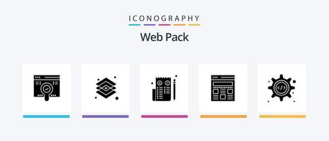 paquete web paquete de iconos de glifo 5 que incluye interfaz de programación. página web. herramientas. web. web. diseño de iconos creativos vector