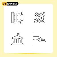 Set of 4 Modern UI Icons Symbols Signs for custom usa space bank hand Editable Vector Design Elements