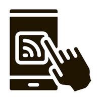 Hand Push Wifi Button Icon Illustration vector