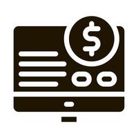 Money Report on Computer Icon Vector Glyph Illustration