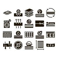 Mattress Orthopedic Glyph Set Vector