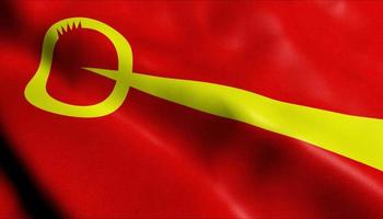 3D Waving North Macedonia City Flag of Valandovo Closeup View photo