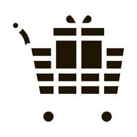 Trolley with Gift Icon Vector Glyph Illustration
