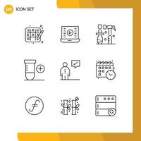 User Interface Pack of 9 Basic Outlines of corporate business construction space add Editable Vector Design Elements