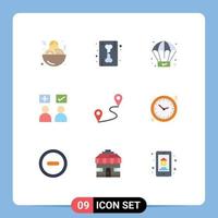 Pictogram Set of 9 Simple Flat Colors of route location process correct online Editable Vector Design Elements