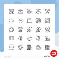 25 Universal Line Signs Symbols of communication secure business world shield Editable Vector Design Elements