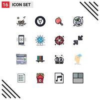 16 Thematic Vector Flat Color Filled Lines and Editable Symbols of gps app racket navigation electric plug Editable Creative Vector Design Elements