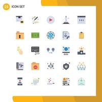 User Interface Pack of 25 Basic Flat Colors of web internet circle trophy oscar Editable Vector Design Elements