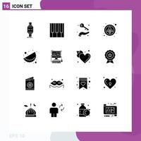 Pictogram Set of 16 Simple Solid Glyphs of fleur decor piano wealth holding Editable Vector Design Elements