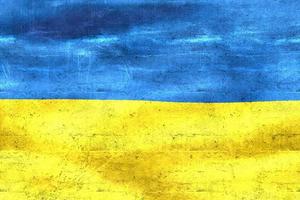 3D-Illustration of a Ukraine flag - realistic waving fabric flag photo
