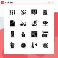 16 Thematic Vector Solid Glyphs and Editable Symbols of document repair commerce construction tools Editable Vector Design Elements