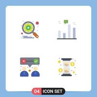 Group of 4 Flat Icons Signs and Symbols for engine our setting graph team work Editable Vector Design Elements