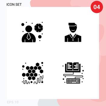 Pack of 4 creative Solid Glyphs of interface person user interface face autumn Editable Vector Design Elements