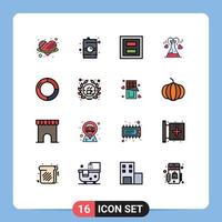 Set of 16 Modern UI Icons Symbols Signs for business heart display flask two Editable Creative Vector Design Elements