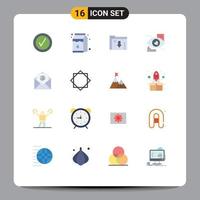 Pictogram Set of 16 Simple Flat Colors of alert mail server email eyetap Editable Pack of Creative Vector Design Elements