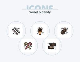 paquete de iconos llenos de línea de dulces y caramelos 5 diseño de iconos. dulces Mardi Gras. dulce. pastel. alimento vector