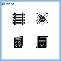 Modern Set of Solid Glyphs and symbols such as railways ecology transportation hr certificate Editable Vector Design Elements