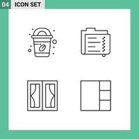 paquete de 4 colores planos creativos de línea de llenado de elementos de diseño vectorial editables para el hogar del archivo de archivo de marco de café vector