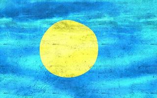 3D-Illustration of a Palau flag - realistic waving fabric flag photo