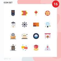 16 User Interface Flat Color Pack of modern Signs and Symbols of graduation star chineseknot project pentacle Editable Pack of Creative Vector Design Elements