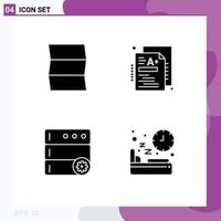 Solid Glyph Pack of 4 Universal Symbols of location server test knowledge diet Editable Vector Design Elements