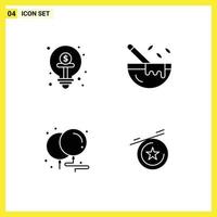 Pictogram Set of 4 Simple Solid Glyphs of business balloons funding cooking celebration Editable Vector Design Elements