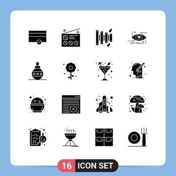 Modern Set of 16 Solid Glyphs Pictograph of easter technology custom science future Editable Vector Design Elements