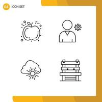 4 Line concept for Websites Mobile and Apps apple sun controls cloud room Editable Vector Design Elements