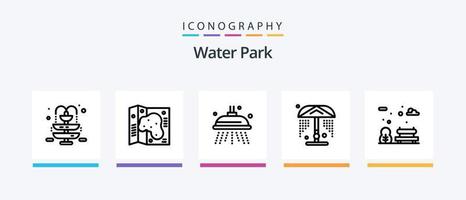 paquete de iconos de la línea 5 del parque acuático que incluye. agua. fuente. salvador de la vida. helado. diseño de iconos creativos vector