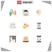 Set of 9 Modern UI Icons Symbols Signs for smiley faces couple wait fire canada Editable Vector Design Elements