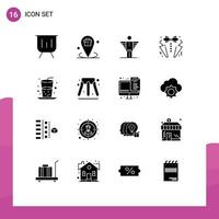 Modern Set of 16 Solid Glyphs and symbols such as love bow place investor career Editable Vector Design Elements