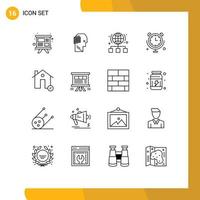 16 Thematic Vector Outlines and Editable Symbols of buildings connections globe communications server Editable Vector Design Elements