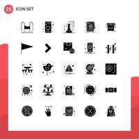 25 Universal Solid Glyphs Set for Web and Mobile Applications cleaning office chemical science book scientific research Editable Vector Design Elements