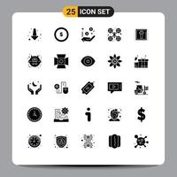 Mobile Interface Solid Glyph Set of 25 Pictograms of holiday corss dollar drone robot camera Editable Vector Design Elements