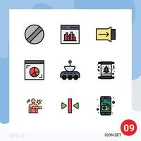 paquete de iconos de vector de stock de 9 signos y símbolos de línea para elementos de diseño de vector editables de Internet de coche de deslizamiento de satélite de señal