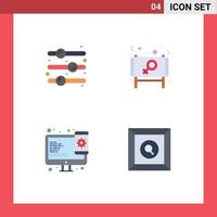 Modern Set of 4 Flat Icons Pictograph of design element design toggle switch day web Editable Vector Design Elements