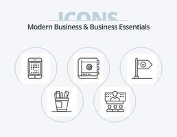 Modern Business And Business Essentials Line Icon Pack 5 Icon Design. network. communication. accounts. business. storage vector