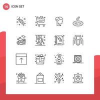 16 Universal Outlines Set for Web and Mobile Applications spa water commerce rain solution Editable Vector Design Elements