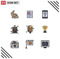 Universal Icon Symbols Group of 9 Modern Filledline Flat Colors of ice cream drink mobile vacation suitcase Editable Vector Design Elements