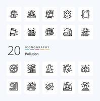 20 Pollution Line icon Pack like city pollution tube lungs pollution vector