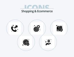 Shopping And Ecommerce Glyph Icon Pack 5 Icon Design. delivery. wide. call. time. globe vector