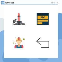 User Interface Pack of 4 Basic Flat Icons of bomb seo playground server carpenter Editable Vector Design Elements