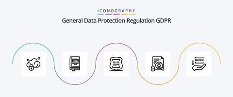 paquete de iconos gdpr line 5 que incluye . privacidad . gdpr bloqueado privacidad de datos vector