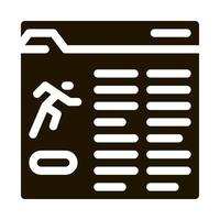atleta información documento carpeta icono vector glifo ilustración